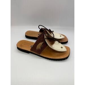 Collins Genuine Leather Moccasin Style Womens Sandals with Fur Size 8